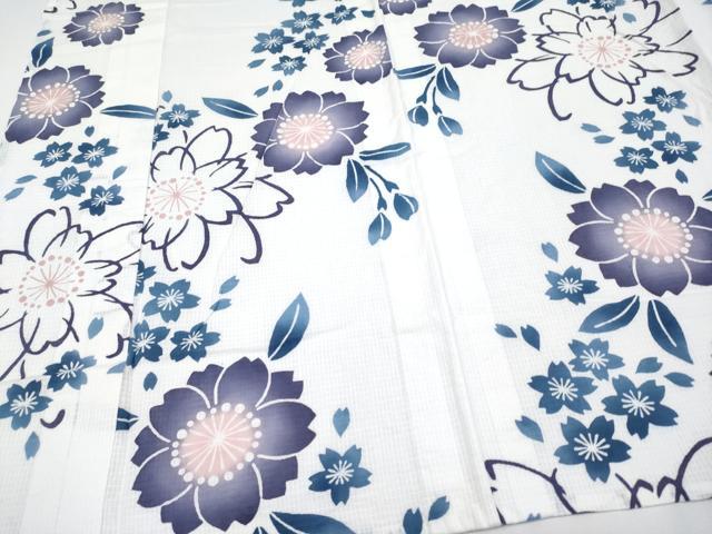 平和屋着物∴夏物 浴衣 綿紅梅 舞桜文 日本製 綿 逸品 CABF2732tx