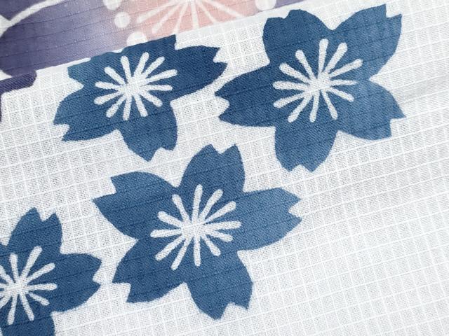 平和屋着物∴夏物 浴衣 綿紅梅 舞桜文 日本製 綿 逸品 CABF2732tx