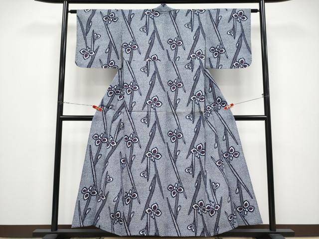 平和屋着物∴夏物 浴衣 杜若 リップル生地 綿 逸品 CABF2733tx