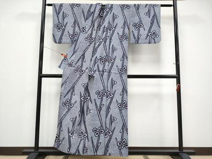 平和屋着物∴夏物 浴衣 杜若 リップル生地 綿 逸品 CABF2733tx
