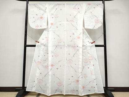 平和屋着物∴夏物　浴衣　綿紅梅　枝梅文　日本製　綿　逸品　CABF2735tx