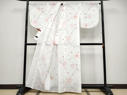 平和屋着物∴夏物　浴衣　綿紅梅　枝梅文　日本製　綿　逸品　CABF2735tx