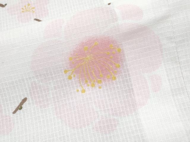 平和屋着物∴夏物　浴衣　綿紅梅　枝梅文　日本製　綿　逸品　CABF2735tx