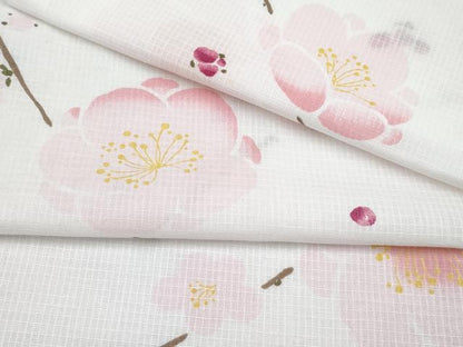 平和屋着物∴夏物　浴衣　綿紅梅　枝梅文　日本製　綿　逸品　CABF2735tx