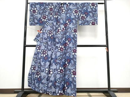 平和屋着物∴夏物 浴衣 花唐草文 リップル生地 綿 逸品 CABF2736tx