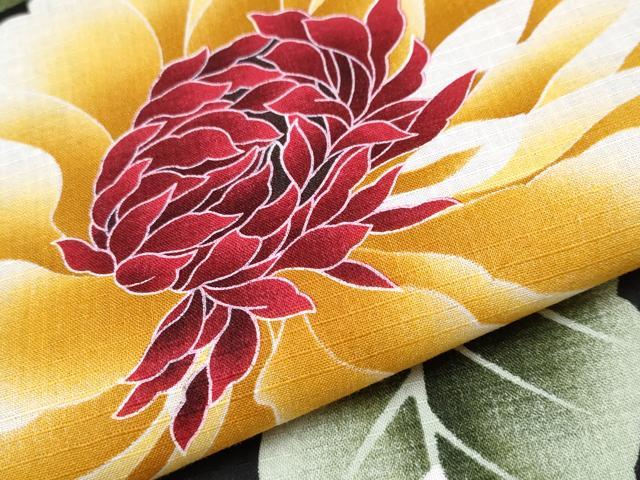 平和屋着物∴夏物 浴衣 綿紅梅 舞花文 黒地 綿 逸品 CABF2739tx