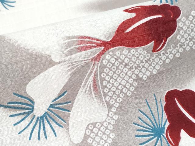 平和屋着物∴夏物 浴衣 金魚 綿 逸品 CABF2741tx