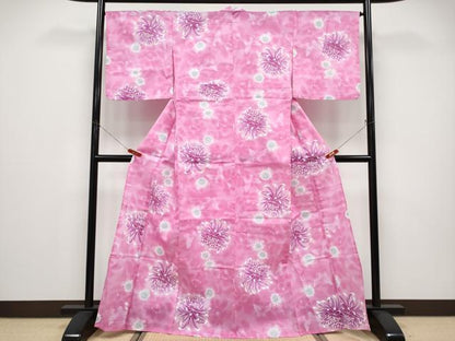 平和屋着物∴夏物 浴衣 綿紅梅 花蝶文 綿 逸品 CABF2746tx