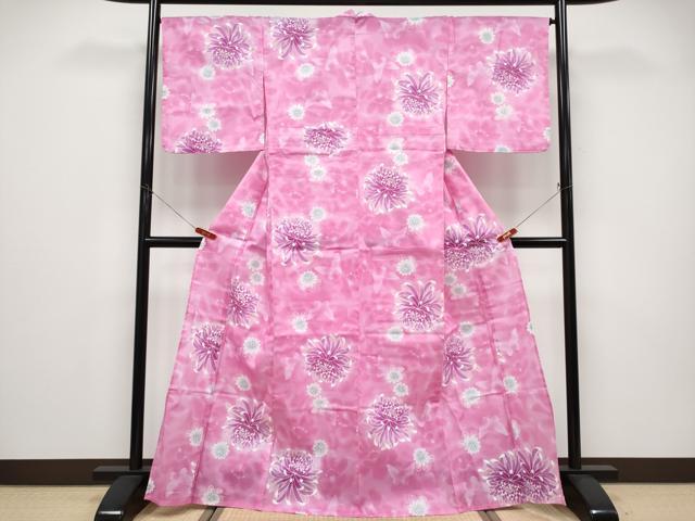 平和屋着物∴夏物 浴衣 綿紅梅 花蝶文 綿 逸品 CABF2746tx