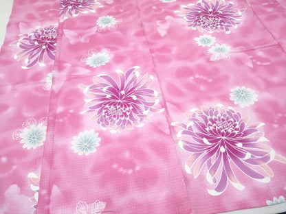 平和屋着物∴夏物 浴衣 綿紅梅 花蝶文 綿 逸品 CABF2746tx