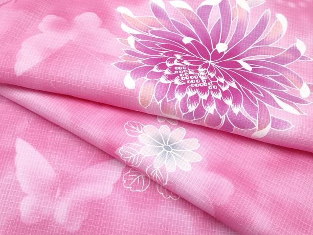 平和屋着物∴夏物 浴衣 綿紅梅 花蝶文 綿 逸品 CABF2746tx