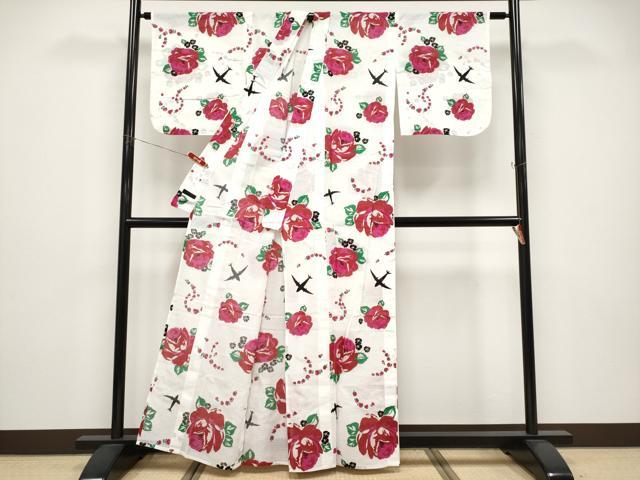 平和屋着物∴夏物 浴衣 綿紅梅 バラ 綿 逸品 CABF2748tx