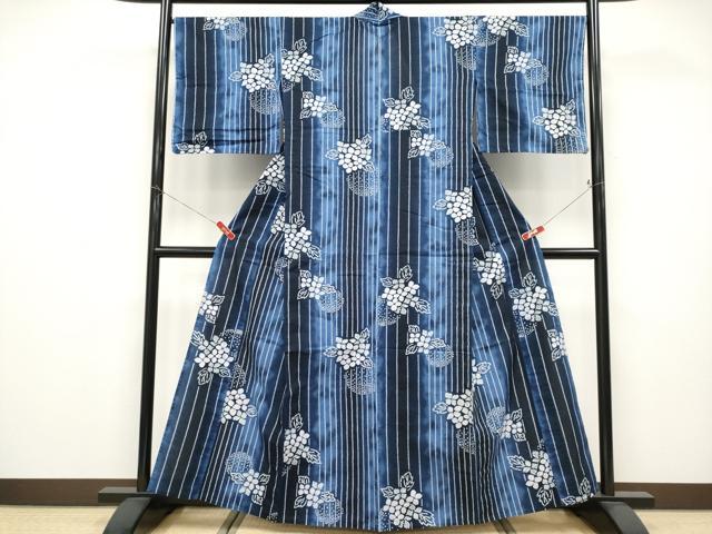 平和屋着物∴夏物 浴衣 綿紅梅 紫陽花 綿 逸品 CABF2750tx