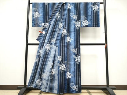 平和屋着物∴夏物 浴衣 綿紅梅 紫陽花 綿 逸品 CABF2750tx