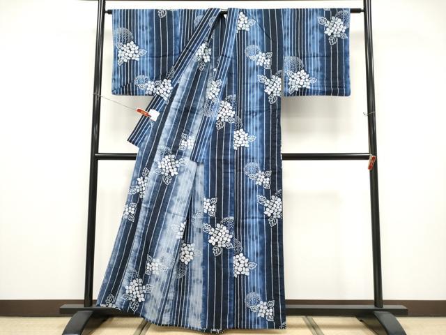 平和屋着物∴夏物 浴衣 綿紅梅 紫陽花 綿 逸品 CABF2750tx
