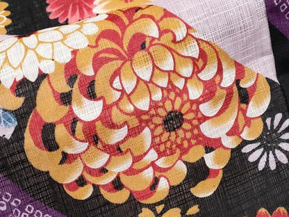 平和屋着物∴夏物 小紋・浴衣兼用 舞花文 綿麻 逸品 CABF2754tx