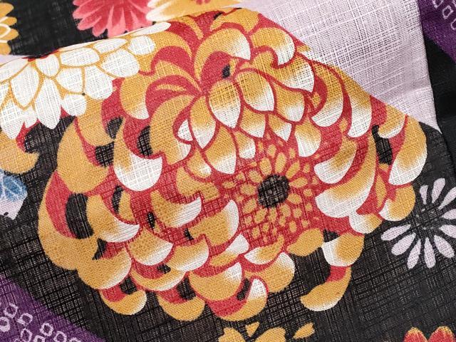 平和屋着物∴夏物 小紋・浴衣兼用 舞花文 綿麻 逸品 CABF2754tx