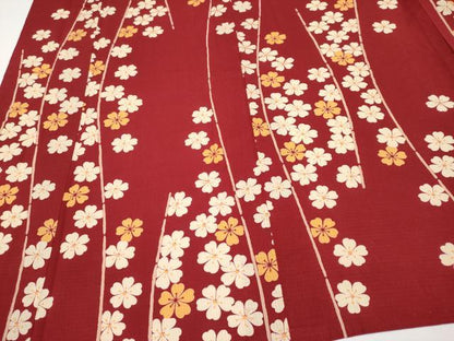 平和屋着物∴夏物 浴衣 綿紅梅 舞花文 日本製 綿 逸品 CABF2755tx