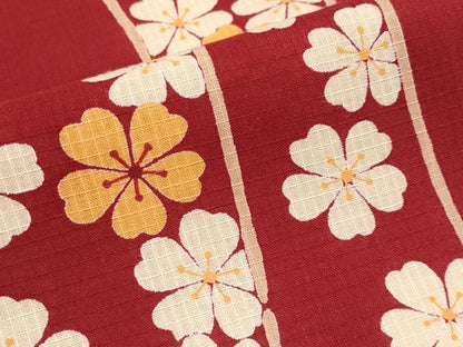 平和屋着物∴夏物 浴衣 綿紅梅 舞花文 日本製 綿 逸品 CABF2755tx