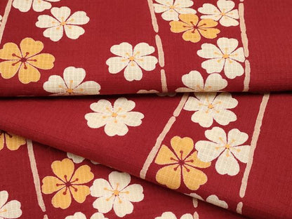 平和屋着物∴夏物 浴衣 綿紅梅 舞花文 日本製 綿 逸品 CABF2755tx