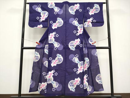 平和屋着物∴夏物　浴衣　女の子　子供　綿紅梅　金魚　綿　逸品　CABF2757tx