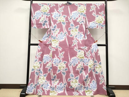 平和屋着物∴夏物 世界的ファッションデザイナー 山本寛斎 kansaiブランド 浴衣 枝花文 日本製 綿 逸品 未使用 CABF2760tx