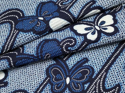 平和屋着物∴夏物 浴衣 舞蝶文 リップル生地 綿 逸品 CABF2761tx