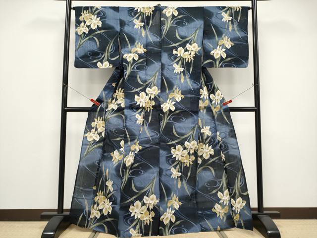平和屋着物∴夏物 浴衣 杜若 綿 逸品 CABF2762tx