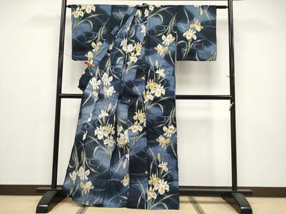 平和屋着物∴夏物 浴衣 杜若 綿 逸品 CABF2762tx