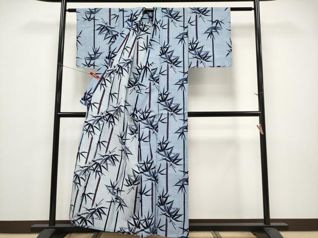 平和屋着物∴夏物 浴衣 笹竹文 リップル生地 綿 逸品 CABF2764tx
