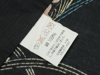 平和屋着物∴夏物　浴衣　綿紅梅　跳兎　黒地　綿　逸品　CABF2765tx