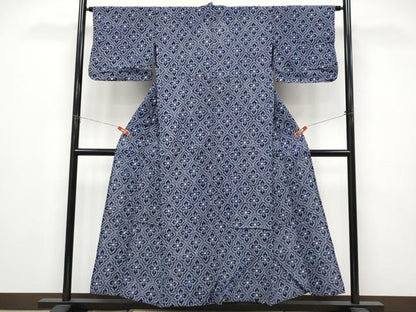 平和屋着物∴夏物 浴衣 花菱文 リップル生地 綿 逸品 CABF2766tx