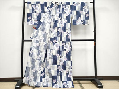 平和屋着物∴夏物 浴衣 綿紅梅 舞花文 綿 逸品 CABF2769tx