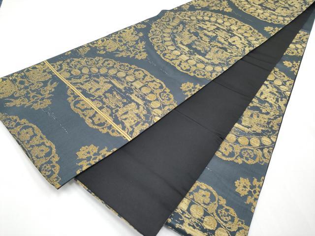 平和屋着物●西陣　紫鉱謹製　六通柄袋帯　狩猟文　正絹　逸品　CABF2773tx