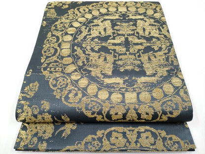 平和屋着物●西陣　紫鉱謹製　六通柄袋帯　狩猟文　正絹　逸品　CABF2773tx
