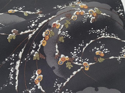 平和屋着物●六通柄袋帯　唐織　雪輪枝花文　正絹　逸品　CABF2774tx