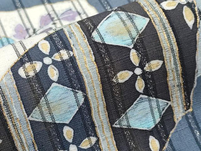 平和屋着物●太鼓柄袋帯　作家物　紬地　桐花文　金彩　正絹　逸品　CABF2775tx
