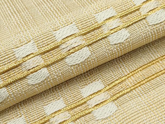 平和屋着物●ひなや工房　くむ・あむ・おる　伊豆蔵明彦　太鼓柄袋帯　横段文　金糸　正絹　逸品　CABF2778tx