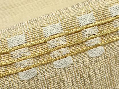 平和屋着物●ひなや工房　くむ・あむ・おる　伊豆蔵明彦　太鼓柄袋帯　横段文　金糸　正絹　逸品　CABF2778tx