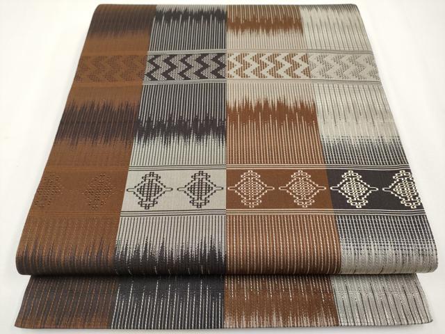 平和屋着物●全通柄袋帯　横段文　正絹　逸品　CABF2780tx