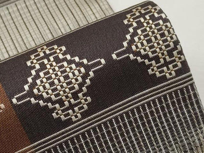 平和屋着物●全通柄袋帯　横段文　正絹　逸品　CABF2780tx