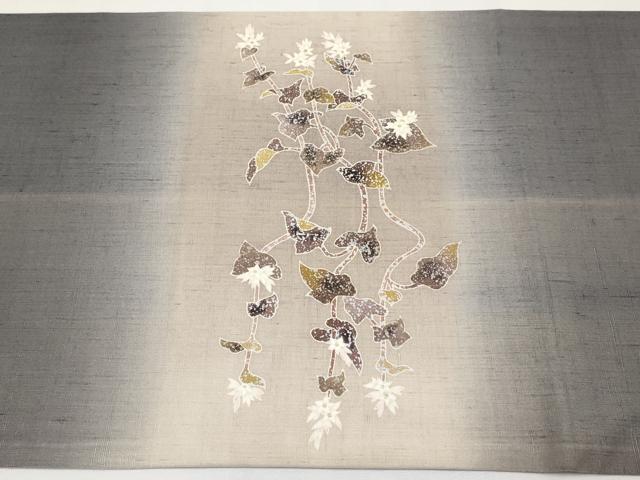 平和屋着物●太鼓柄袋帯　作家物　紬地　枝花文　金彩　正絹　逸品　CABF2782tx