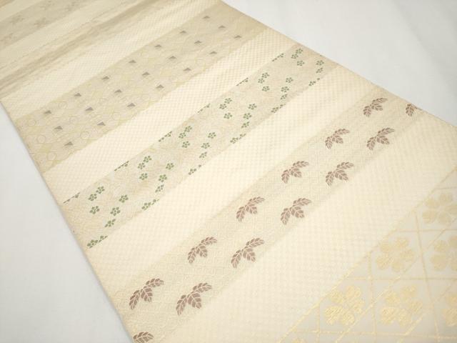 平和屋着物●全通柄　本袋帯　横段吉祥文　金糸　正絹　逸品　CABF2785tx