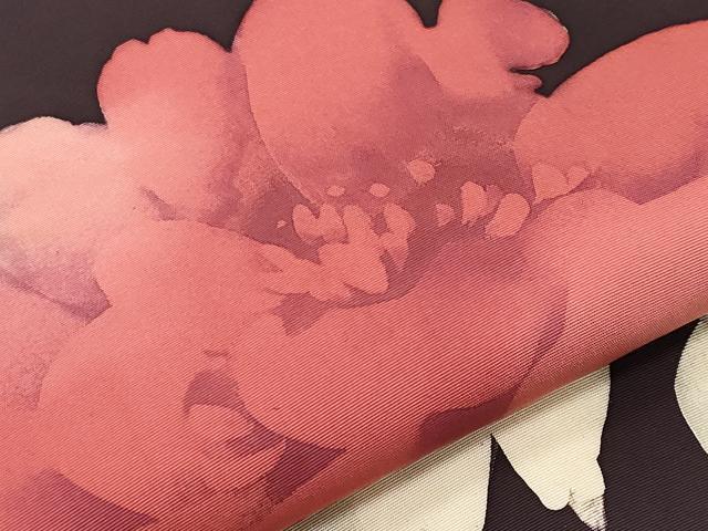 平和屋着物▼塩瀬　九寸名古屋帯　ろうけつ染　牡丹　正絹　逸品　CABF2789tx