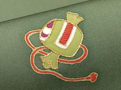 平和屋着物●塩瀬　九寸名古屋帯　駒刺繍　宝尽くし　金彩　正絹　逸品　未使用　CABF2790tx