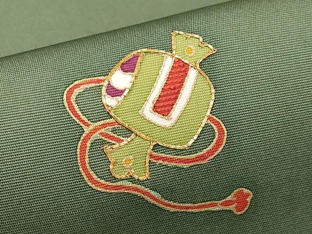 平和屋着物●塩瀬　九寸名古屋帯　駒刺繍　宝尽くし　金彩　正絹　逸品　未使用　CABF2790tx