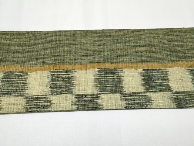 平和屋着物●九寸名古屋帯　紬地　間道　金糸　正絹　逸品　CABF2795tx