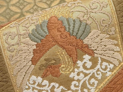 平和屋着物●六通柄袋帯　唐織　亀甲鳳凰文　金糸　三越扱い　正絹　逸品　CABF2796tx