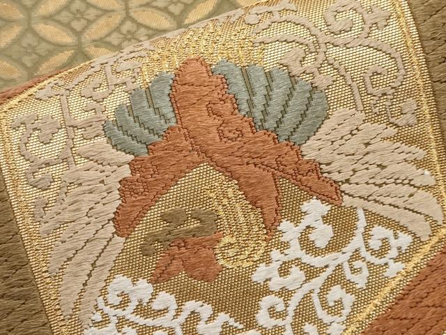 平和屋着物●六通柄袋帯　唐織　亀甲鳳凰文　金糸　三越扱い　正絹　逸品　CABF2796tx