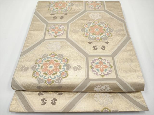 平和屋着物●六通柄袋帯　唐織　蜀江花文　金糸　正絹　逸品　CABF2797tx